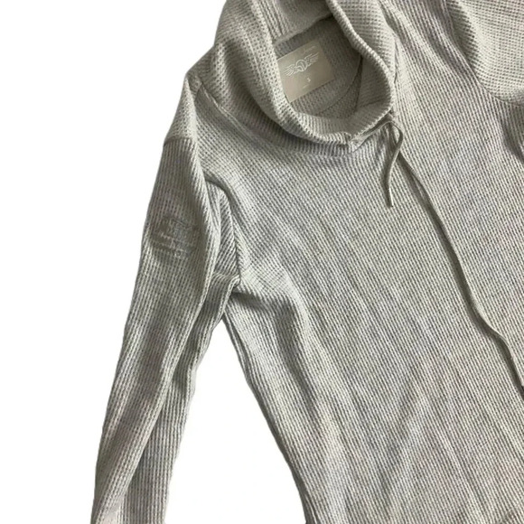 Straight Down Grey Cowl Neck Long Sleeve Waffle‎ Knit Sweater Small - Picture 4 of 9